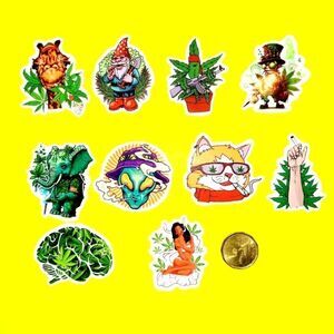 3/$20 Brand New 10x Green Leaf Funny Waterproof Stickers #3